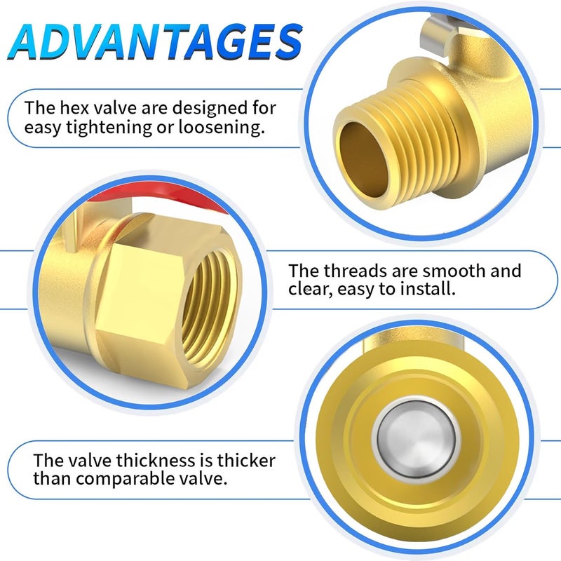 ChillWaves Brass Ball Valve, Air Compressor Ball Valve Shut Off Switch 1/4" NPT Male x 1/4" NPT Female Thread Pipe Fitting(4-PACK) - Image 4